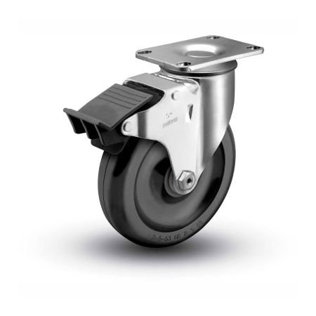 Colson Colson 2 Series Swivel Plate Caster 2.04256.53 BRK5 Polyolefin Total Lock Brake 4" Dia. 275 Lb 2.04256.53 BRK5